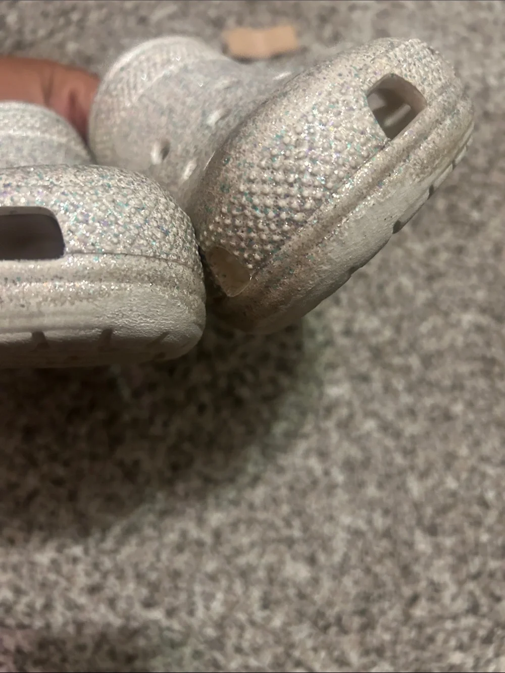 CROCS Kids Glitter Clogs in Silver Multi